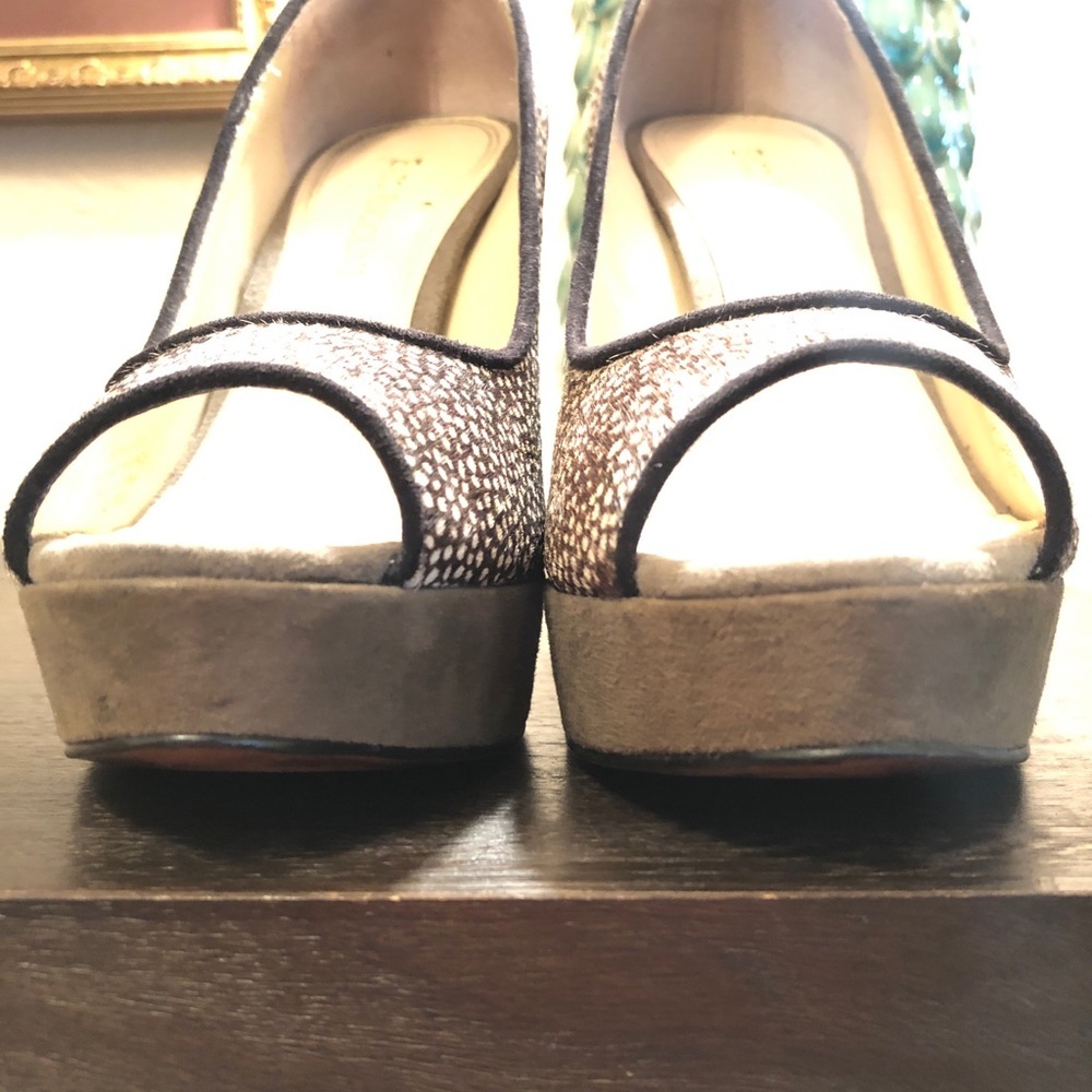 Enzo Angiolini Calf Hair Suede Platform Peep Toe Pumps - Picture 8 of 8